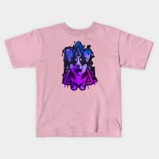 Cute Corgi Dog Triangle Stencil Design Kids T-Shirt